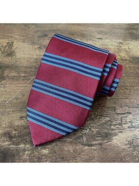 Brooks Brothers Makers Silk Repp Tie Red Blue Stripe Necktie USA Made Preppy